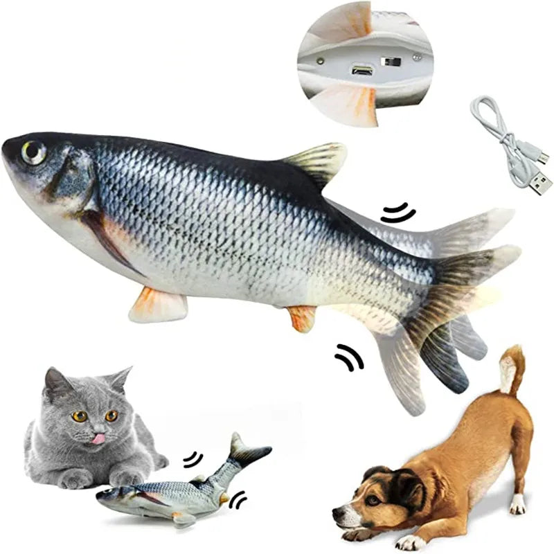 Interactive Floppy Fish Cat Toy USB Rechargeable Realistic Electric Moving Fish Cat Chew Bite Play Toy for Cats Dogs Pet Supplies