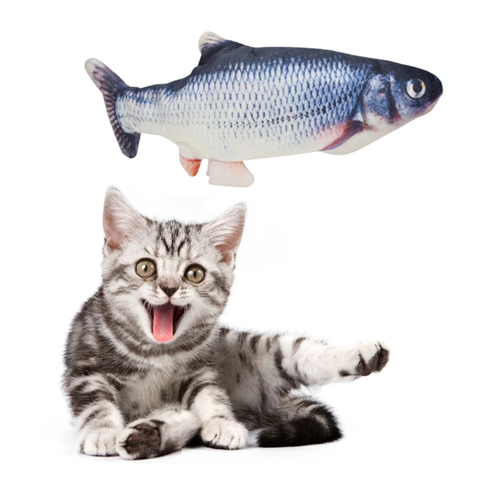 Interactive Floppy Fish Cat Toy USB Rechargeable Realistic Electric Moving Fish Cat Chew Bite Play Toy for Cats Dogs Pet Supplies
